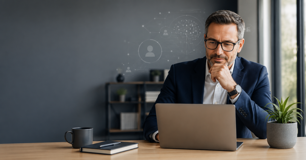Executive using AI tools to manage leadership workload