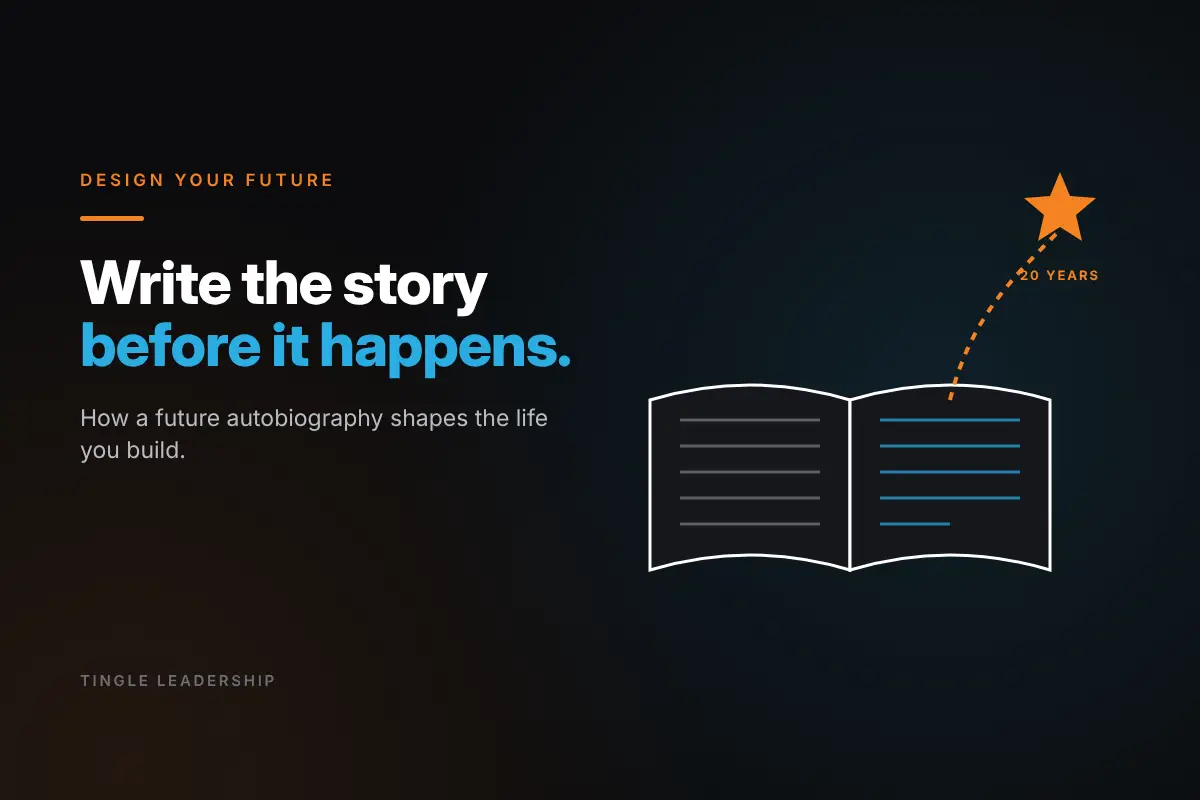 Design Your Future: Write the story before it happens. Tingle Leadership blog graphic.
