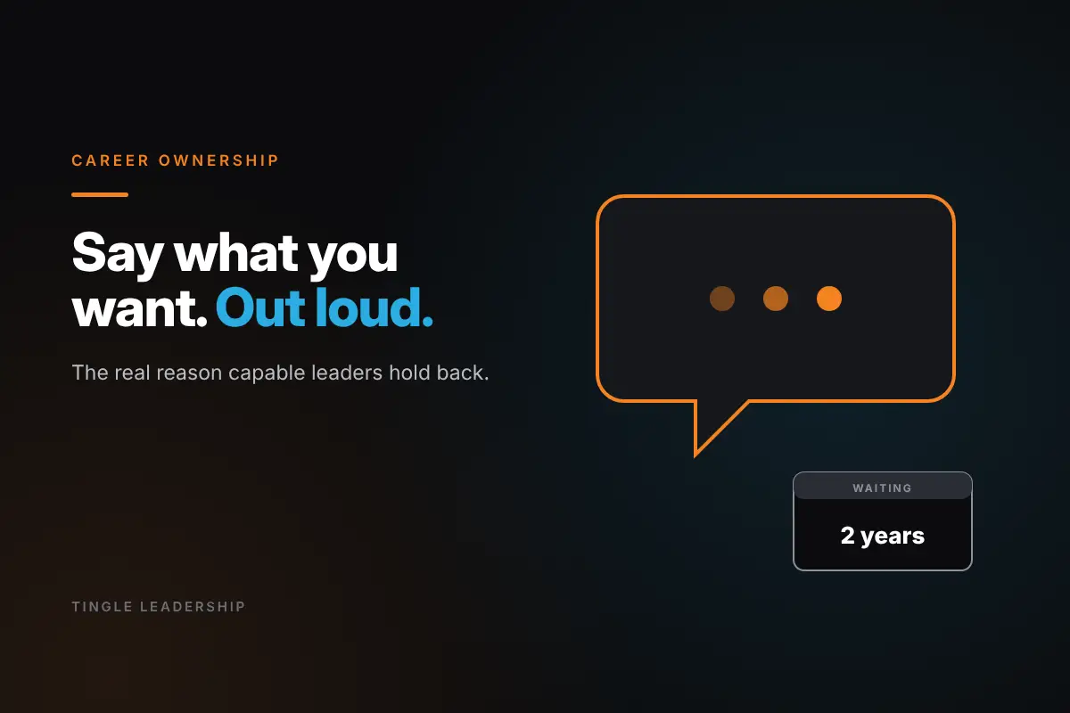 Career Ownership: Say what you want. Out loud. Tingle Leadership blog graphic.